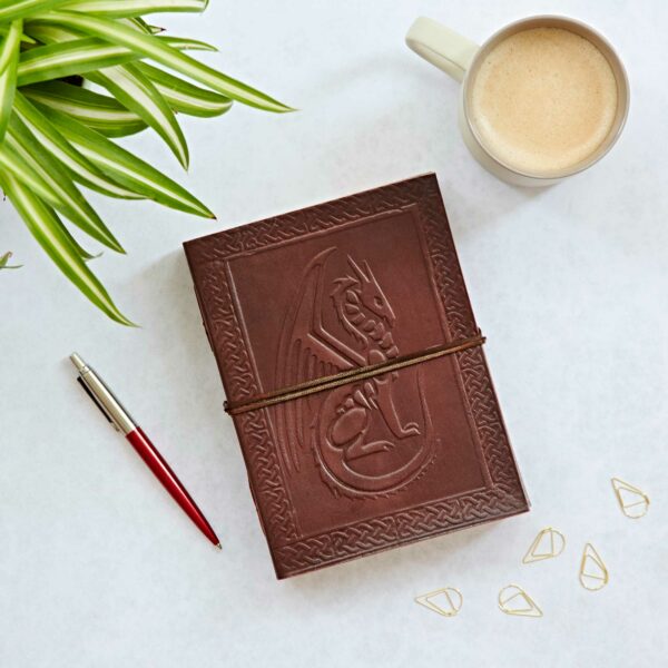 Celtic Sitting Dragon Leather Journal