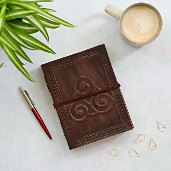 Celtic Triskelion Symbol Leather Journal