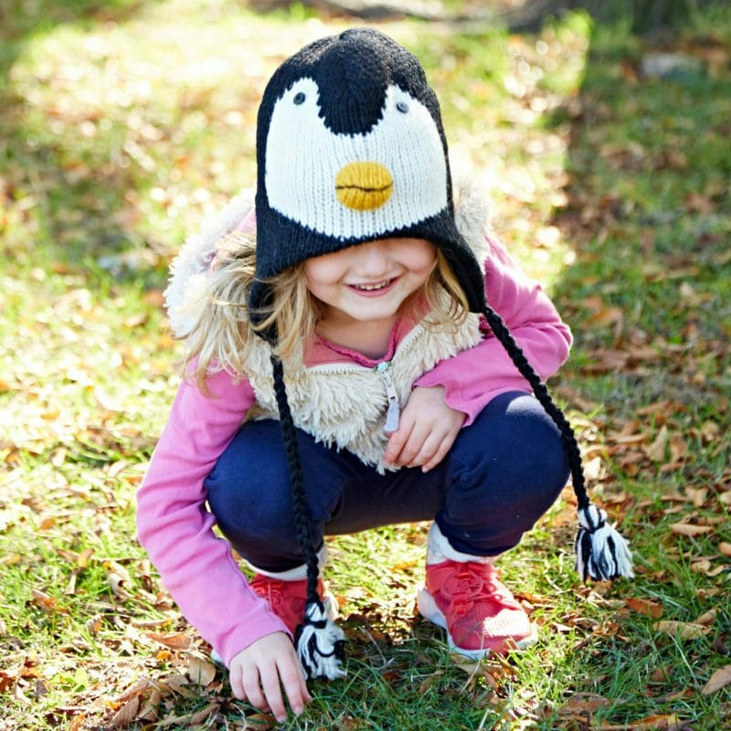 Babyhug Penguin Design Woollen Cap with Knot - Black
