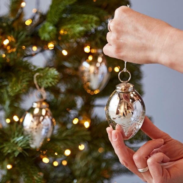 Set of 3 Silver Snowflake Recycled Glass Baubles