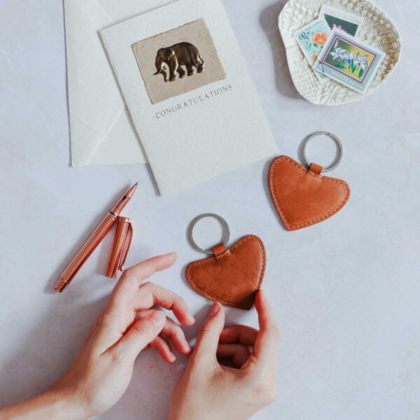 Leather Heart Keyring - Image 3