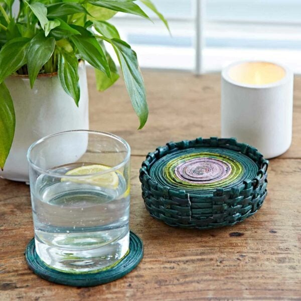 Set of 6 Recycled Newspaper Coasters - Image 4