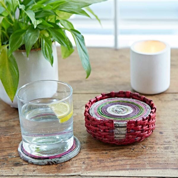 Set of 6 Recycled Newspaper Coasters - Image 5