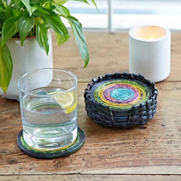 Set of 6 Recycled Newspaper Coasters - Image 6