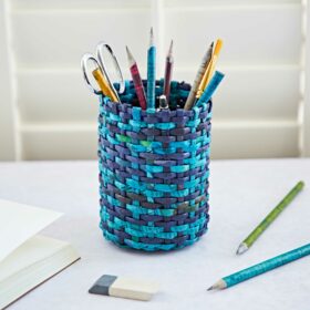 Round Recycled Newspaper Pencil Holder Paper High