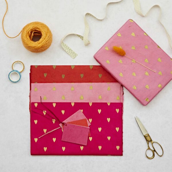 Pack of 3 Lokta Paper Gift Wrap Sheets with Tags - Image 3