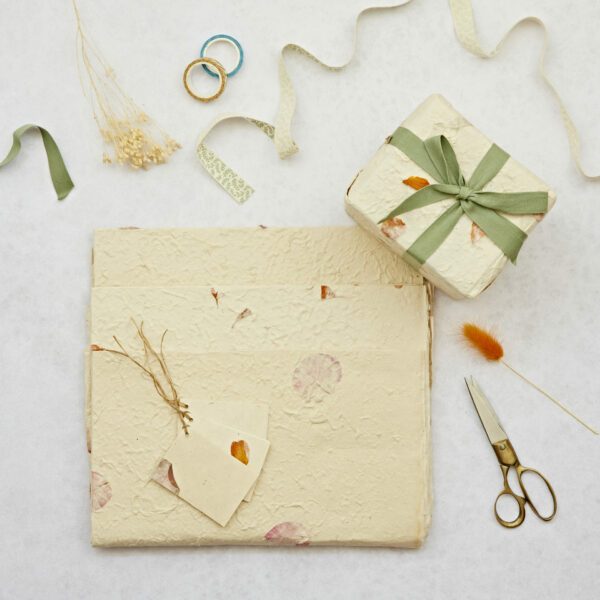 Pack of 3 Lokta Paper Gift Wrap Sheets with Tags - Image 4