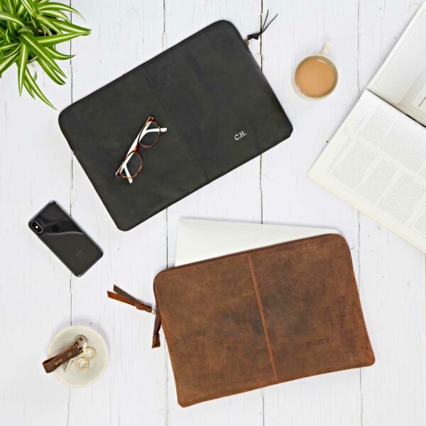 Personalised Buffalo Leather 14 inch Laptop Case