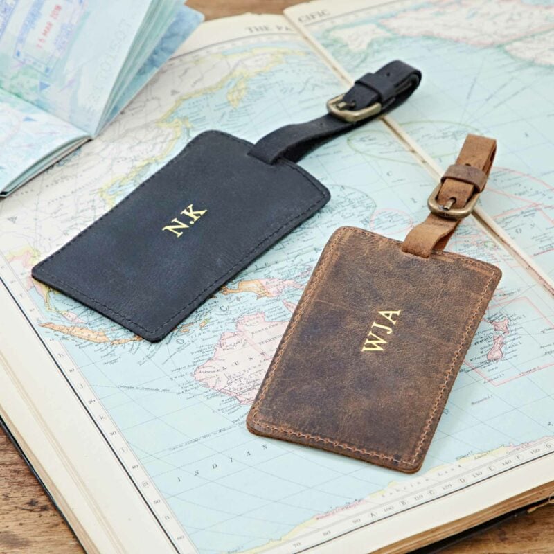 Personalised Buffalo Leather Luggage Tag Paper High