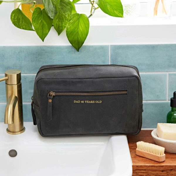 Personalised Buffalo Leather Wash Bag - Image 7