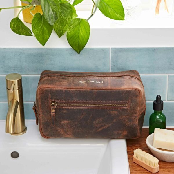 Personalised Buffalo Leather Wash Bag - Image 8
