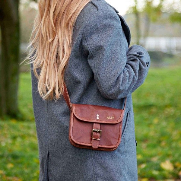 Personalised Brown Leather Crossbody Bag | Paper High