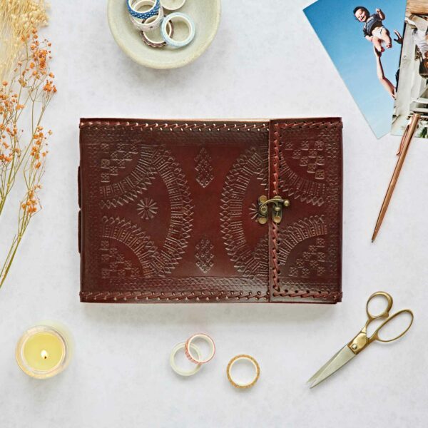 Indra Medium Embossed and Stitched Leather Photo Album