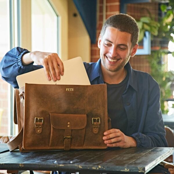 Personalised Buffalo Leather Vintage Satchel - Image 4