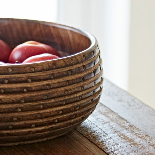 Natural Carved Mango Wood Bowl - Image 3