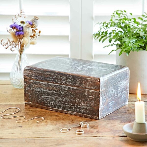 Antique Effect Mango Wood Trinket Box - Image 3