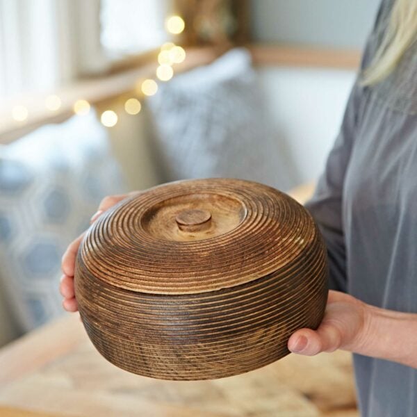 Makula Natural Mango Wood Bowl with Lid - Image 7