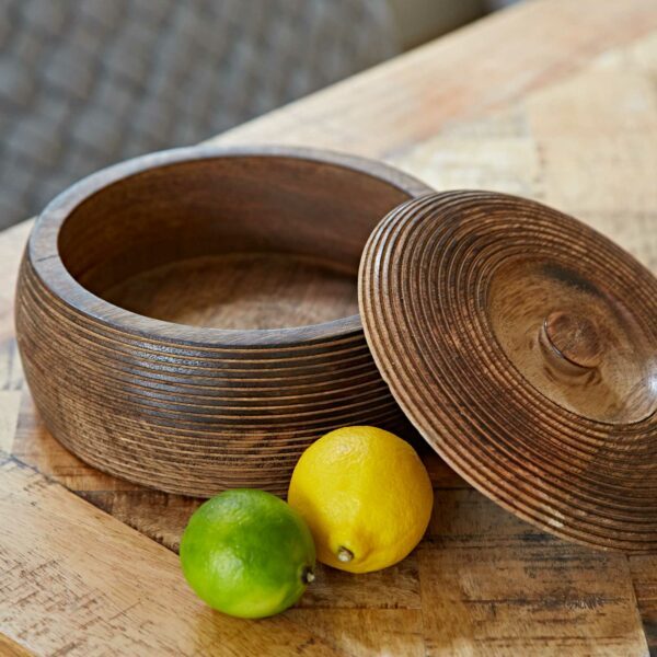 Makula Natural Mango Wood Bowl with Lid - Image 4