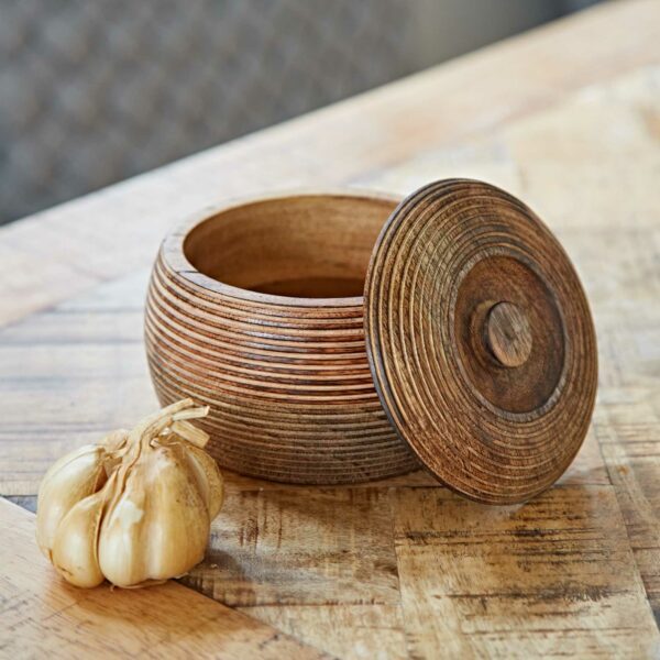 Makula Natural Mango Wood Bowl with Lid - Image 3