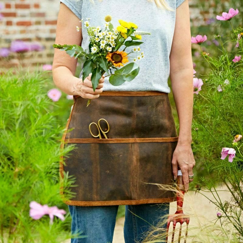 brown buffalo leather gardening tool belt