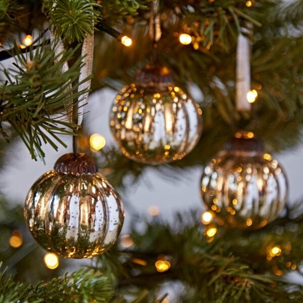 Set of 3 Silver Antique Effect Recycled Glass Baubles