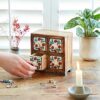 White floral mango wood 4 drawer jewellery box sustainable