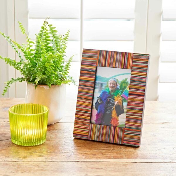 Dhari Multicoloured Stripe Papri Wood Photo Frame - Image 6