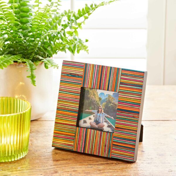 Dhari Multicoloured Stripe Papri Wood Photo Frame - Image 5