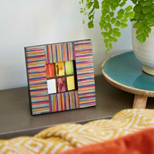 Dhari Multicoloured Stripe Papri Wood Photo Frame - Image 3