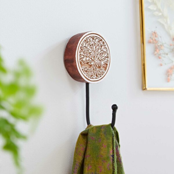 Carved Wooden Wall Hook - Tree of Life