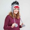 A woman wearing a Crazy Monkey Woollen Animal Hat.