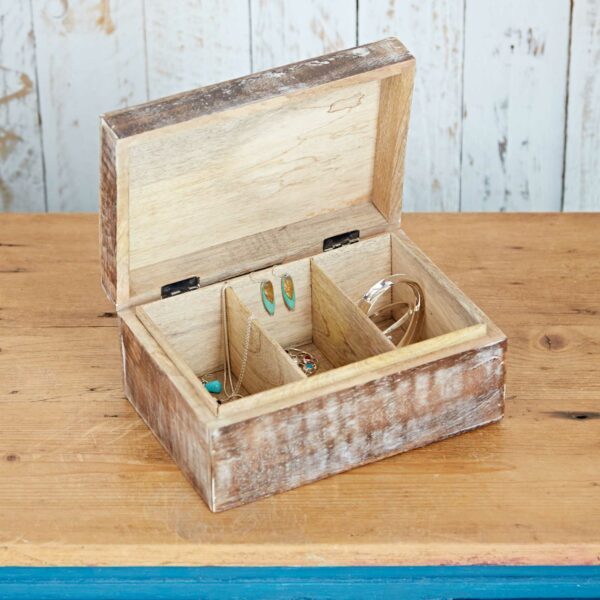 Antique Effect Mango Wood Trinket Box - Image 4