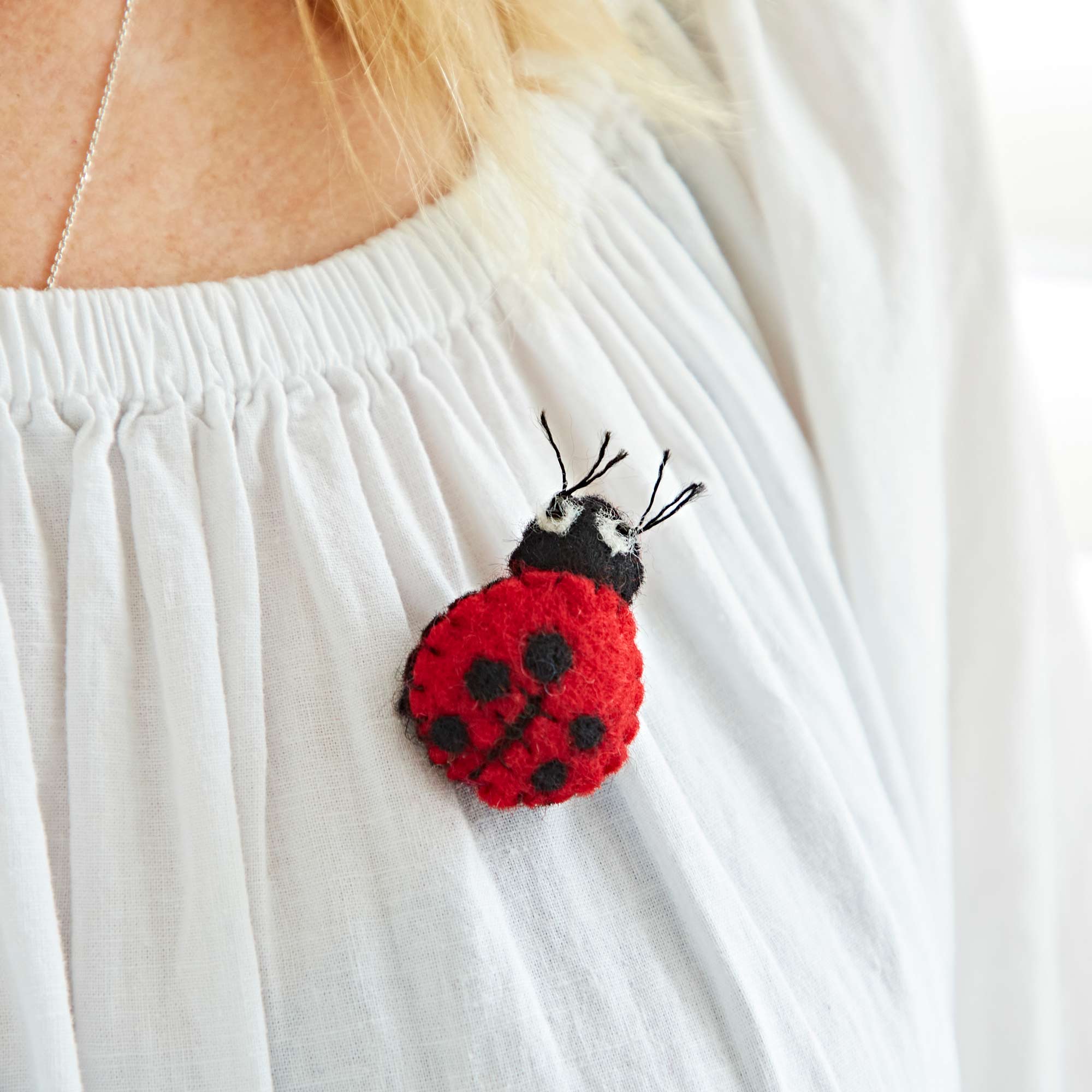 Pack of 3 Felt Ladybird Brooches