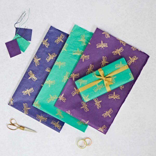 Pack of 3 Lokta Paper Gift Wrap Sheets with Tags - Image 5