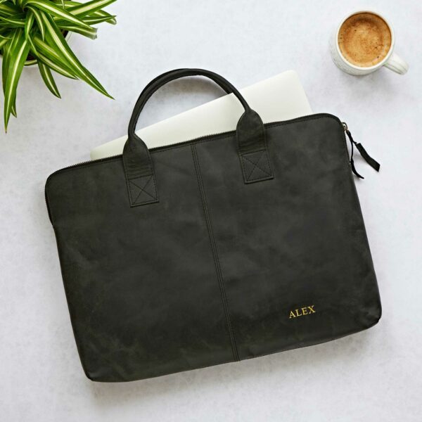 Personalised Buffalo Leather 15 inch Laptop Case - Image 4