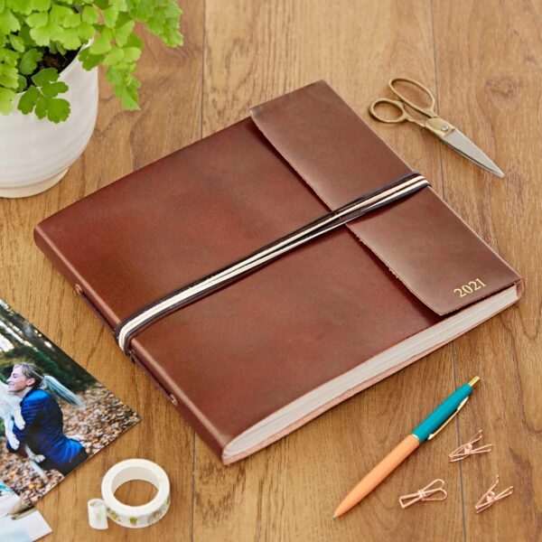 Personalised Large Coloured Distressed Leather 3-String Photo Album - Image 8