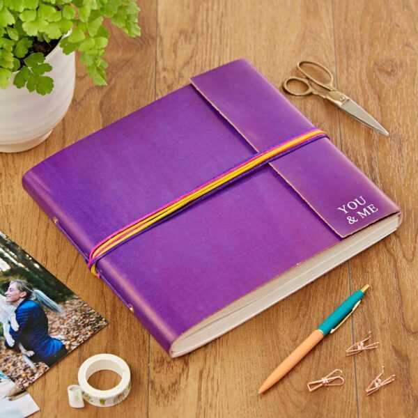 Personalised Large Coloured Distressed Leather 3-String Photo Album - Image 6