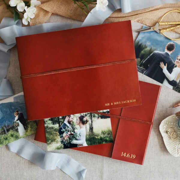 Personalised wedding leather photo album