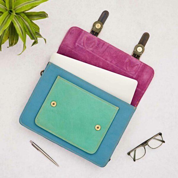 Multicoloured Recycled Leather Satchel - Image 4