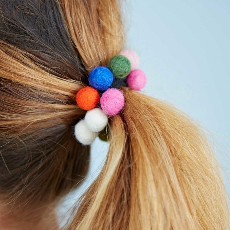Pack of 3 Multicoloured Felt 14 Ball Hair Bands Paper High