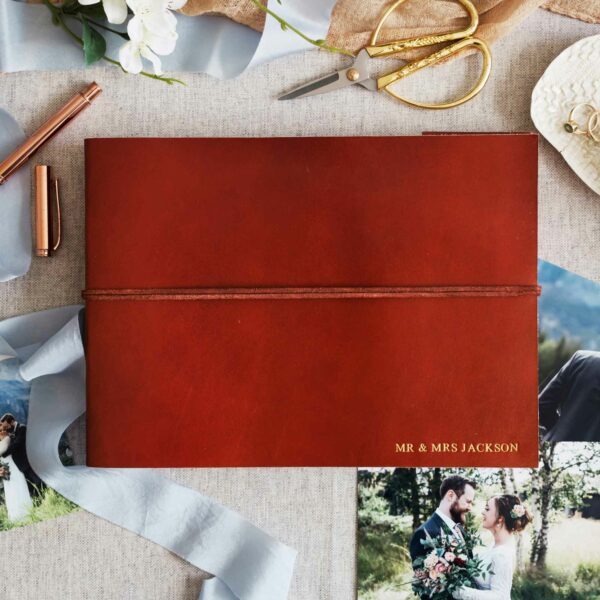 Personalised Wedding Distressed Leather Photo Album - Image 2