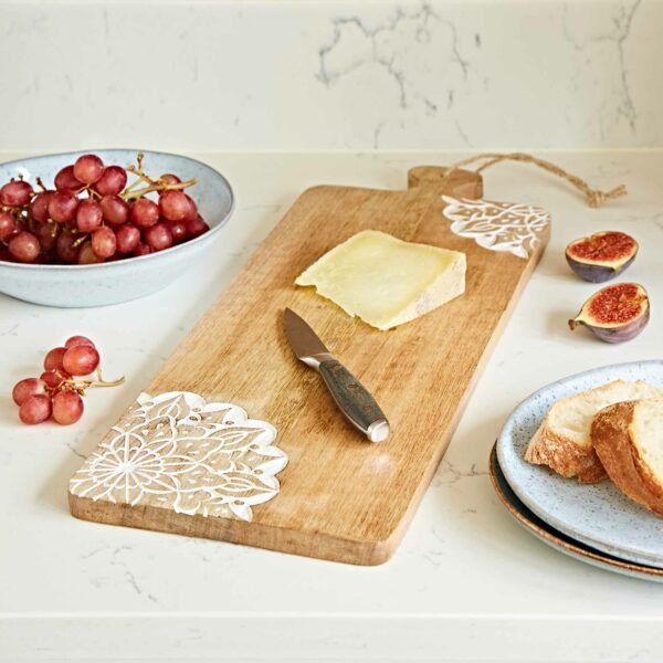 Long Floral Mango Wood Chopping Board - Image 3