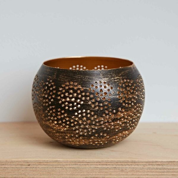 Black and Gold Metal Tea Light Holder - Image 5