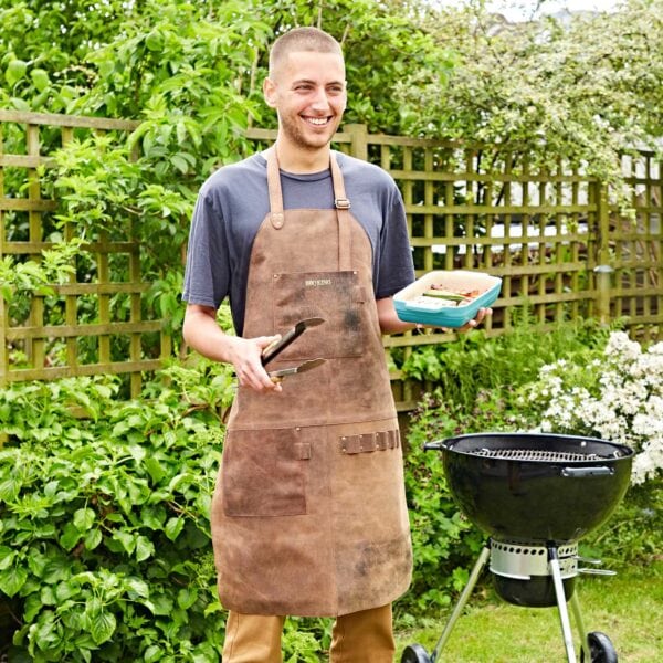 Personalised Brown Buffalo Leather Apron - Image 3