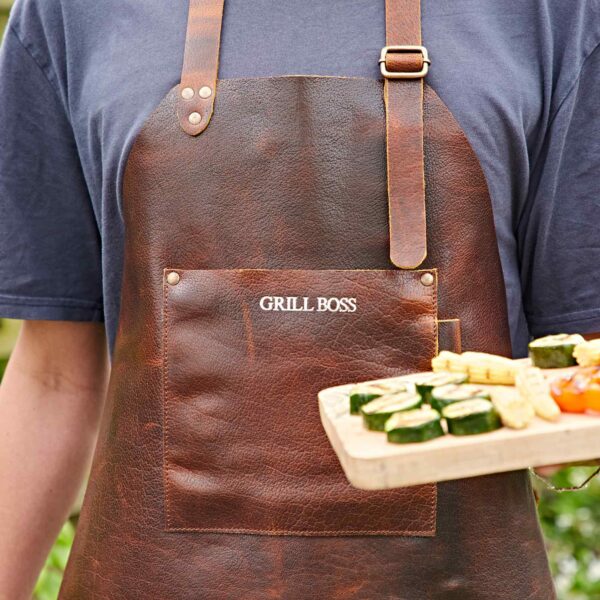 Personalised Dark Brown Leather Apron - Image 3