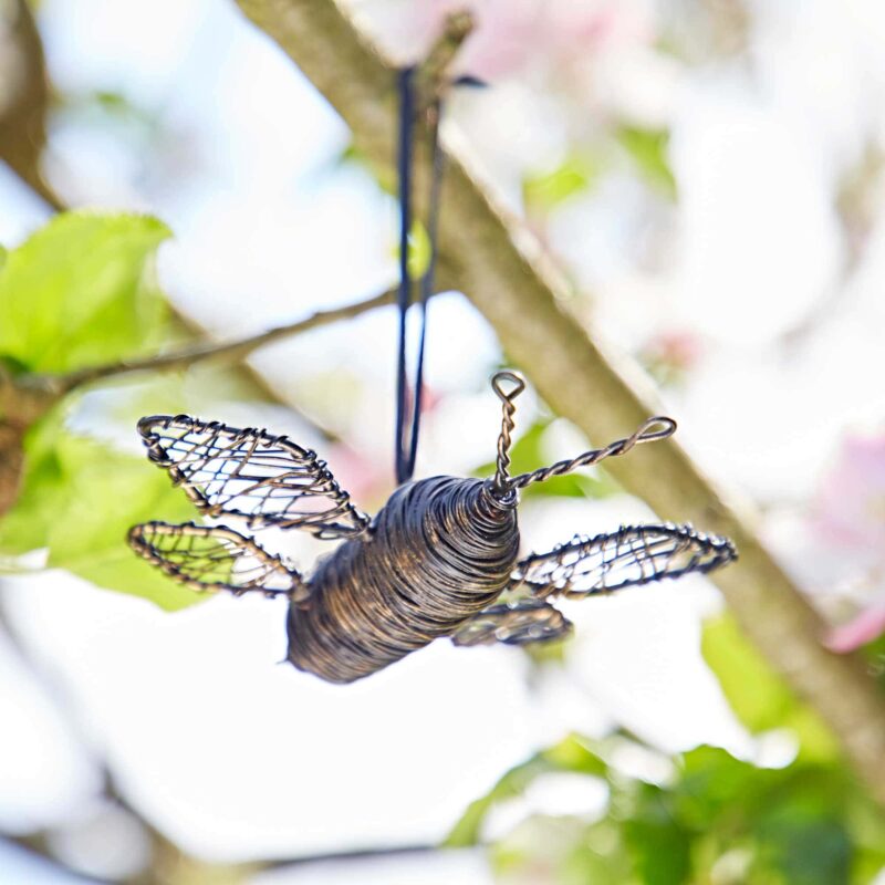 Wire decorative hanging bee sustainable metal