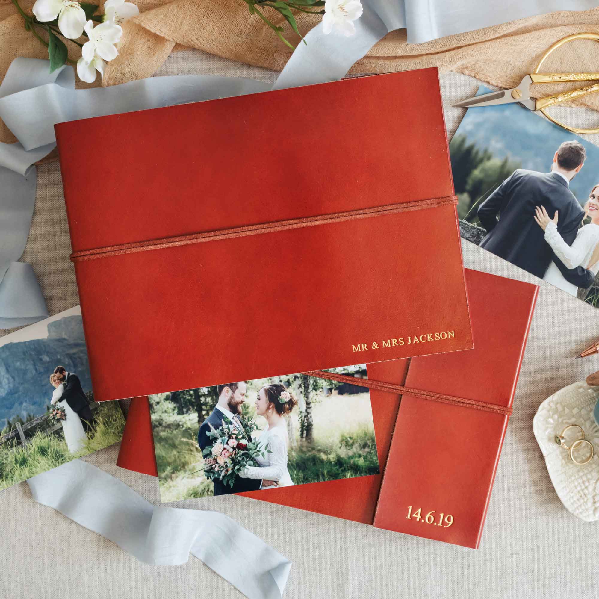 Personalised leather wedding album