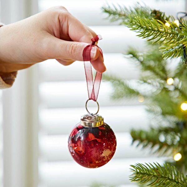 Set of 3 Zara Coloured Recycled Glass Marble Baubles - Image 5