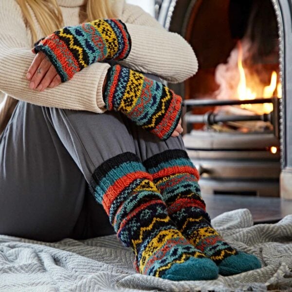 Woollen Fairisle Handwarmer Gloves and Socks Set