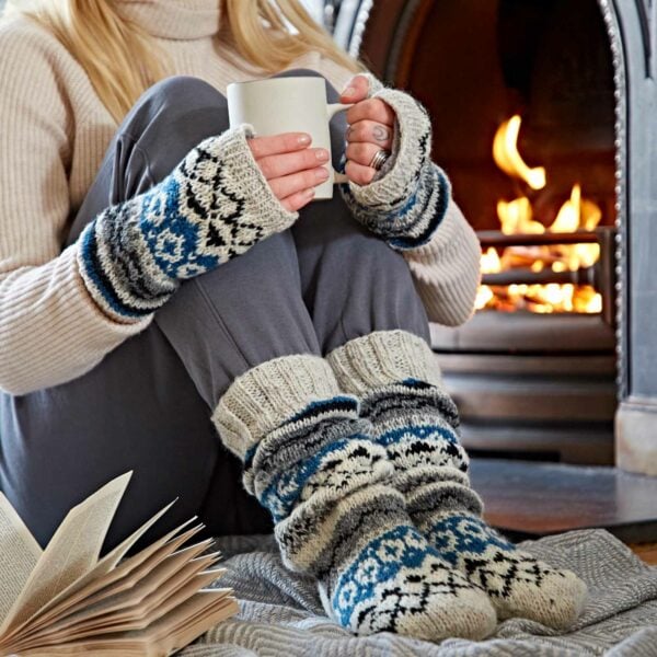Woollen Fairisle Handwarmer Gloves and Socks Set - Image 3
